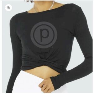 Pure Barre Long Sleeve Twist Front Top- Black size Small
